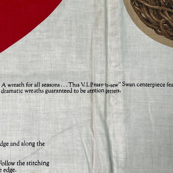 Cranston VIP Print Works Swan Centerpiece Grapevine Heart Wreath  u Fabric Patte - Picture 11 of 12